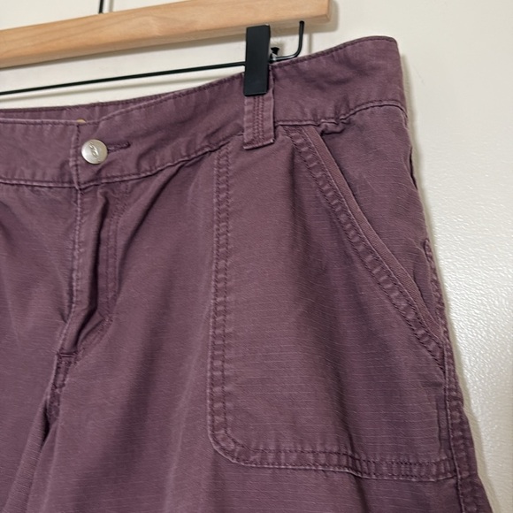 Carhartt El Paso Shorts Women’s Cotton Relaxed Fit Roll Tab Burgundy Size 16 - Picture 3 of 14